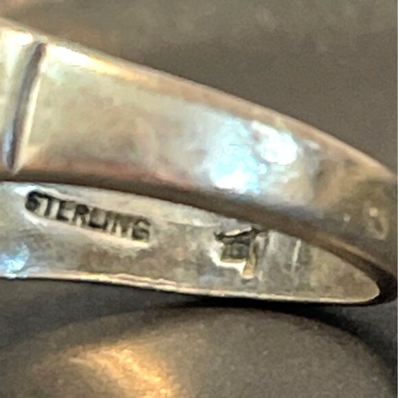 Sterling Silver Southwest Ring Signed Jasper Brown Cabochon Fred Harvey Sz 7 VTG - Picture 3 of 9